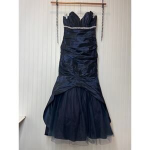 Pesavento Couture Black Ruffled Strapless Ruched Mermaid Dress Size S